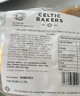 Celtic Bakers Organic Vegan Sweet Potato Buns